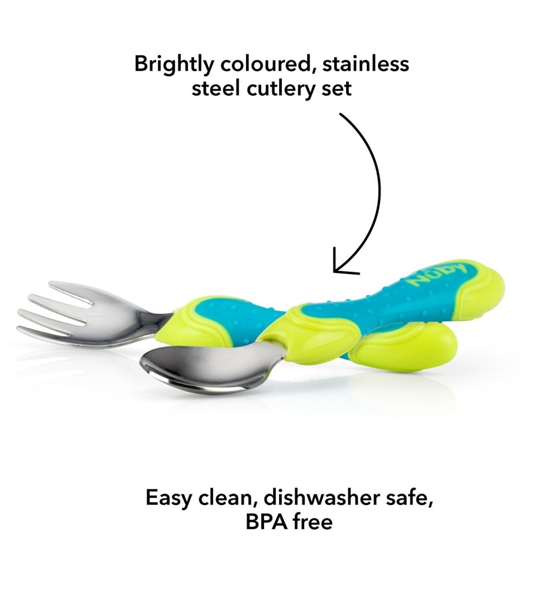 Nuby Stainless Steel Cutlery - mezetto ebebek ebebek