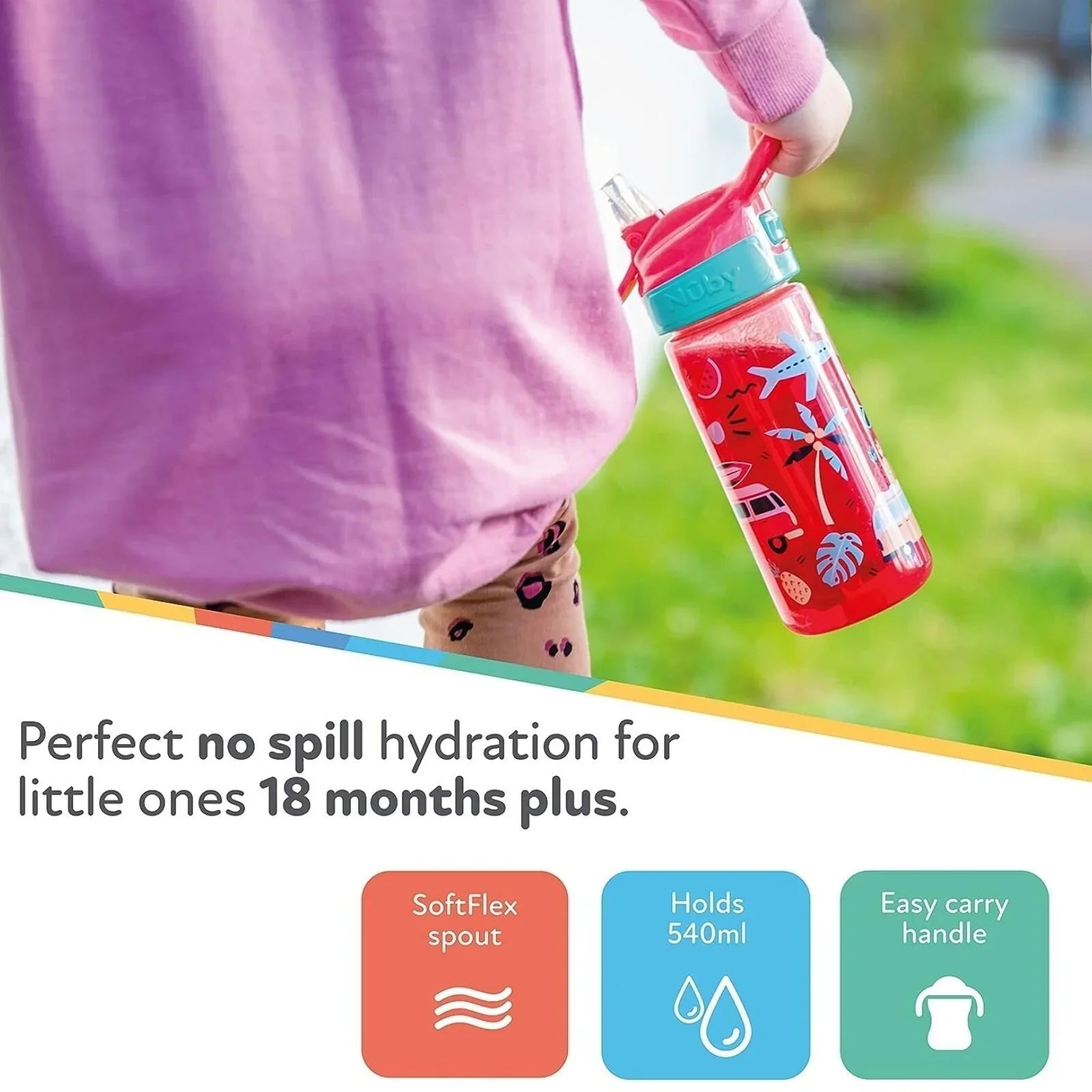 Nuby Super Quench Water Bottle Pack of 1 540ml - mezetto ebebek ebebek