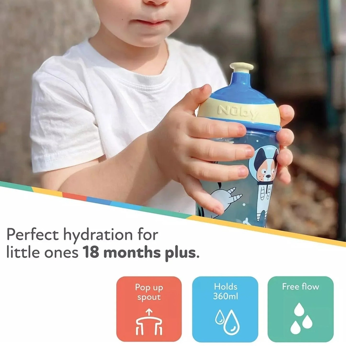 Nuby Super Slurp Water Bottle Pack of 1 360ml - mezetto ebebek ebebek