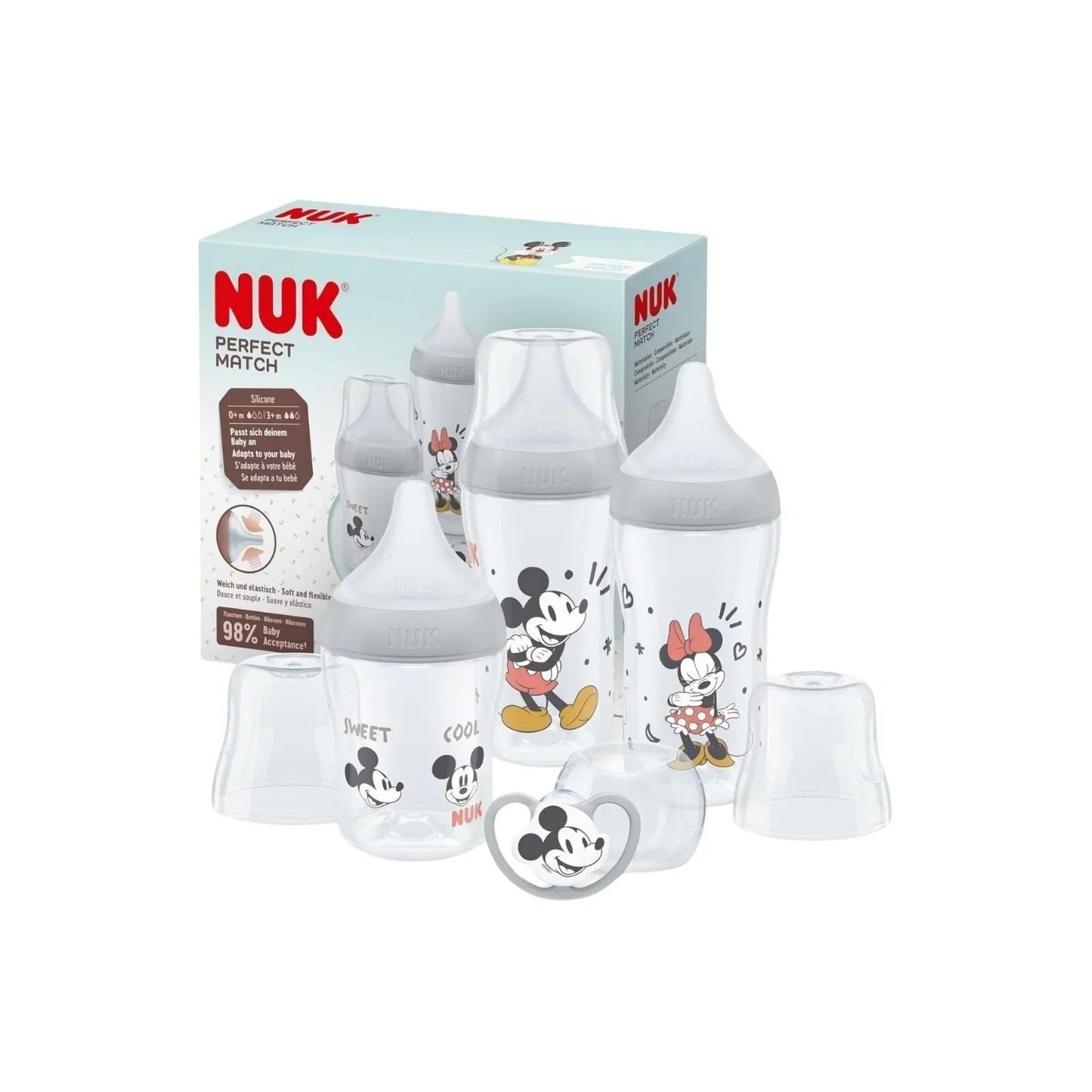 NUK Anti - Colic Perfect Match Starter Set Pack of 4 - Mickey - mezetto ebebek ebebek