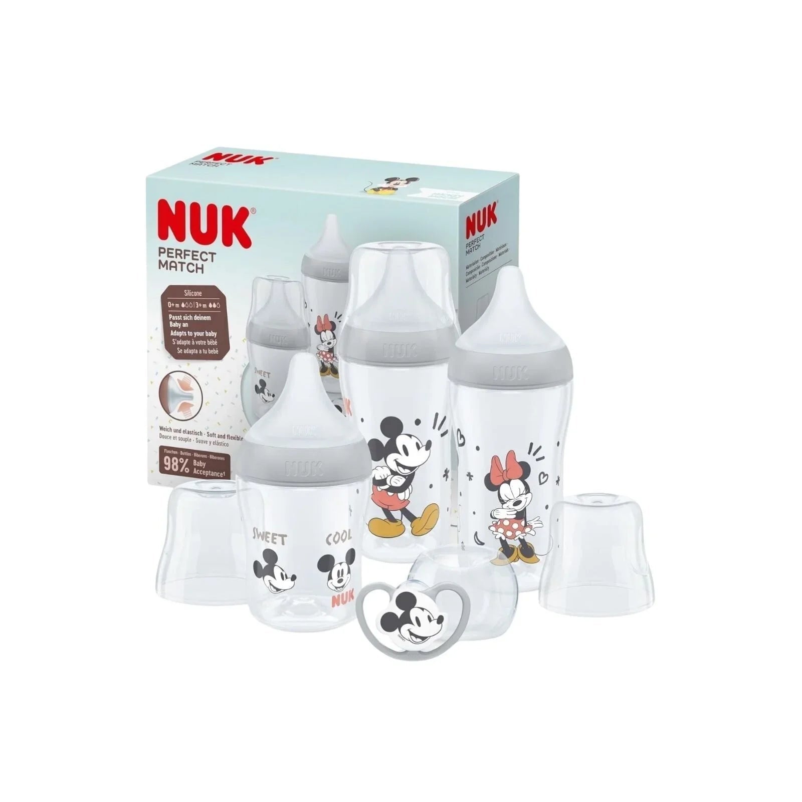 NUK Anti - Colic Perfect Match Starter Set Pack of 4 - Mickey - mezetto ebebek ebebek
