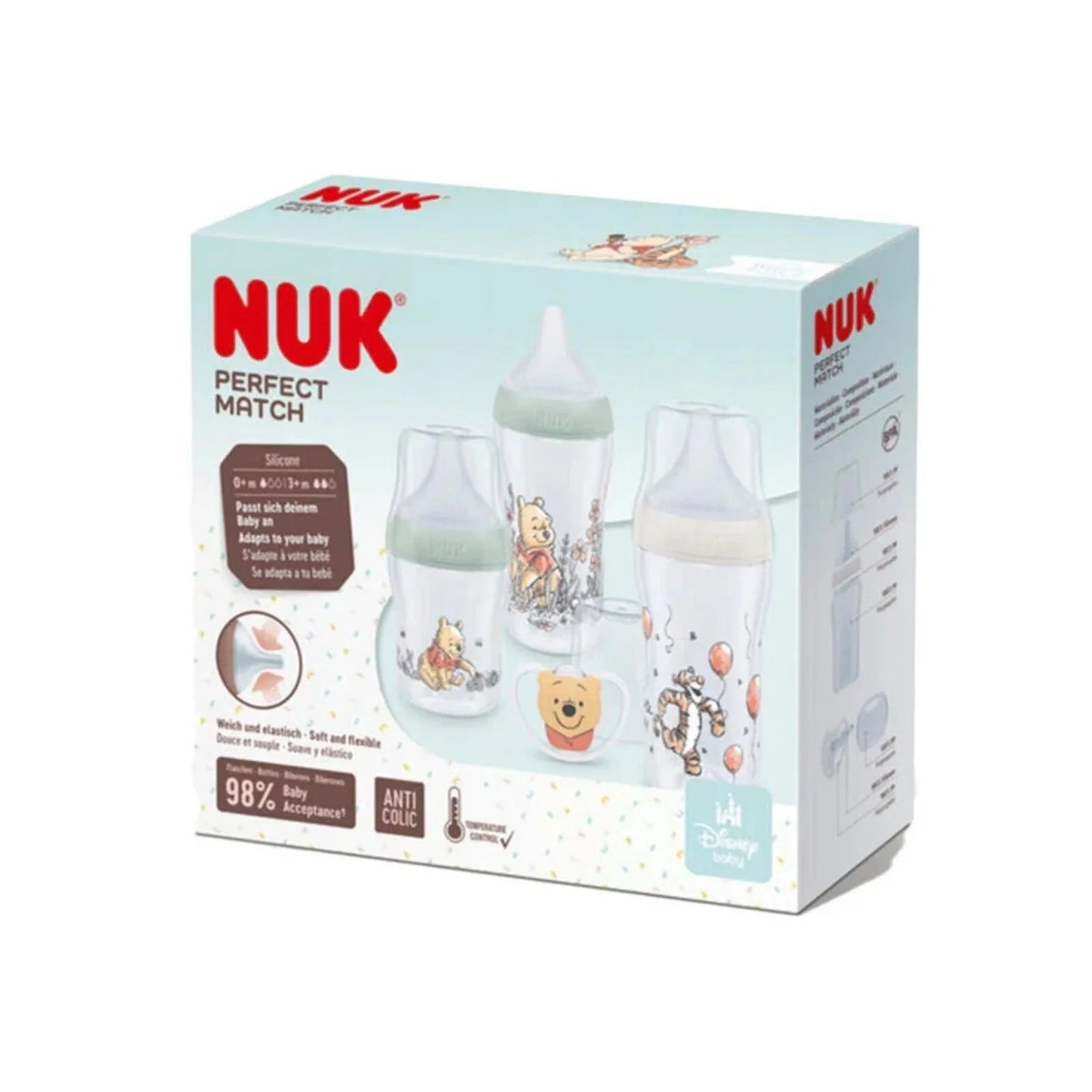 NUK Anti - Colic Perfect Match Starter Set Pack of 4 - Winnie the Pooh - mezetto ebebek ebebek