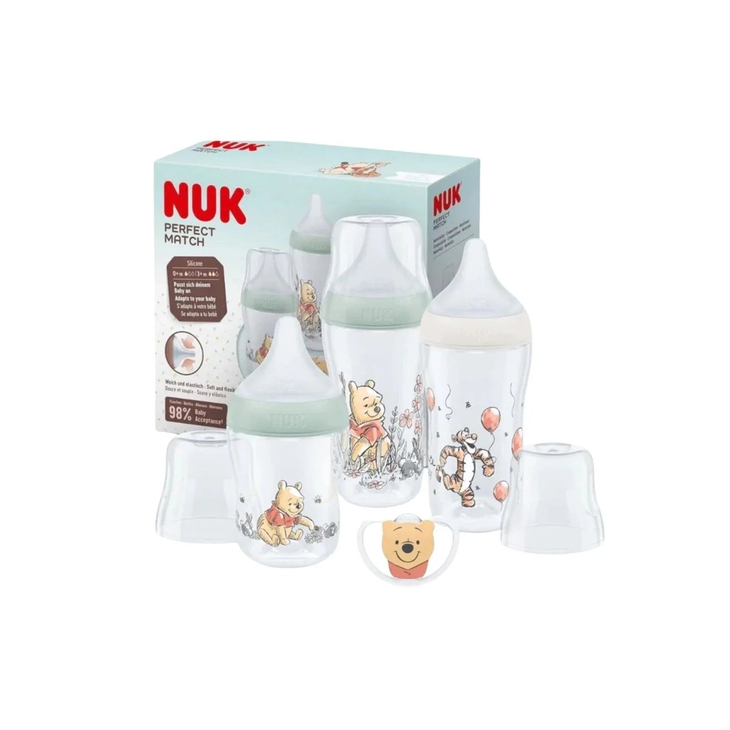 NUK Anti - Colic Perfect Match Starter Set Pack of 4 - Winnie the Pooh - mezetto ebebek ebebek