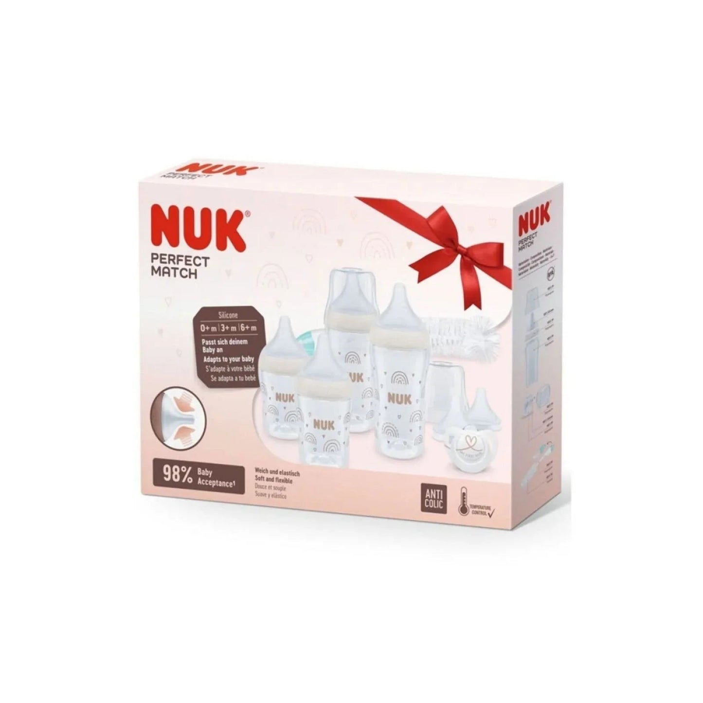 NUK Anti - Colic Perfect Match Starter Set Pack of 7 - Rainbow - mezetto ebebek ebebek