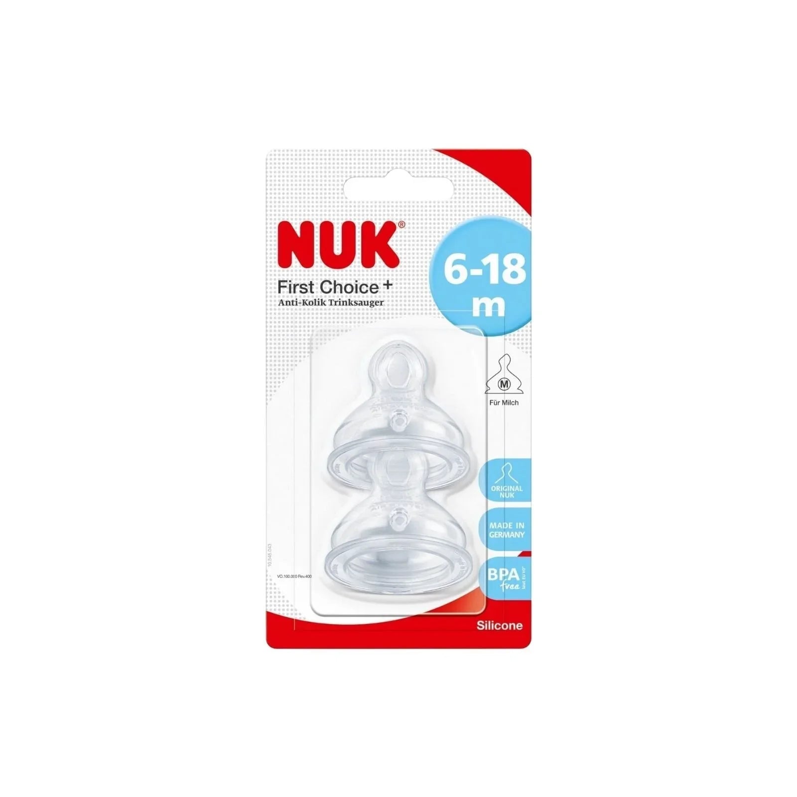 NUK First Choice+ Wide Silicone Teats Medium Feed Hole 6 - 18 months - mezetto ebebek ebebek