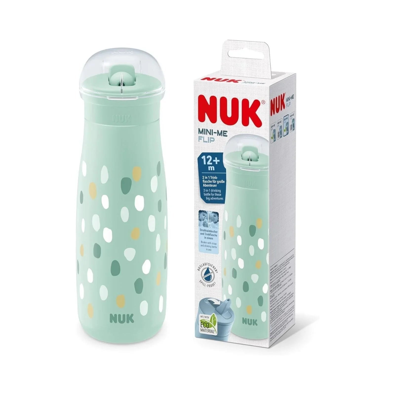NUK Mini - Mee Flip Cup with 2 - in - 1 Cup 12+ months 450ml - Mint - mezetto ebebek ebebek