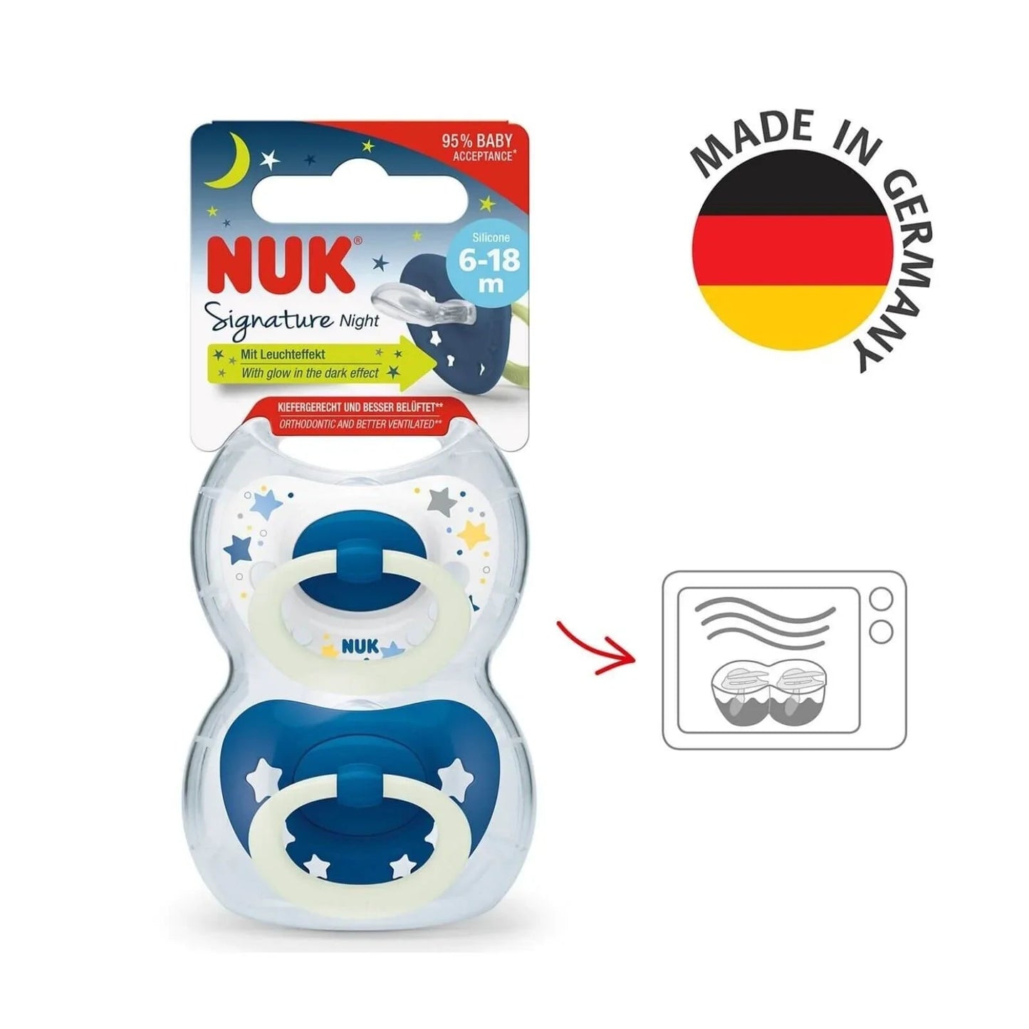 NUK Signature Silicone Soothers 6 - 18 months - Night Blue - mezetto ebebek ebebek