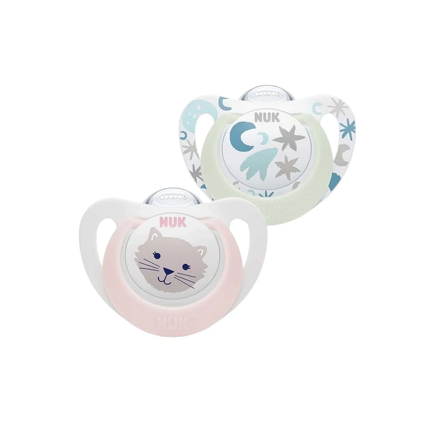 NUK Star Day & Night Soother 0 - 6 months Pack of 2 - Pink - mezetto ebebek ebebek