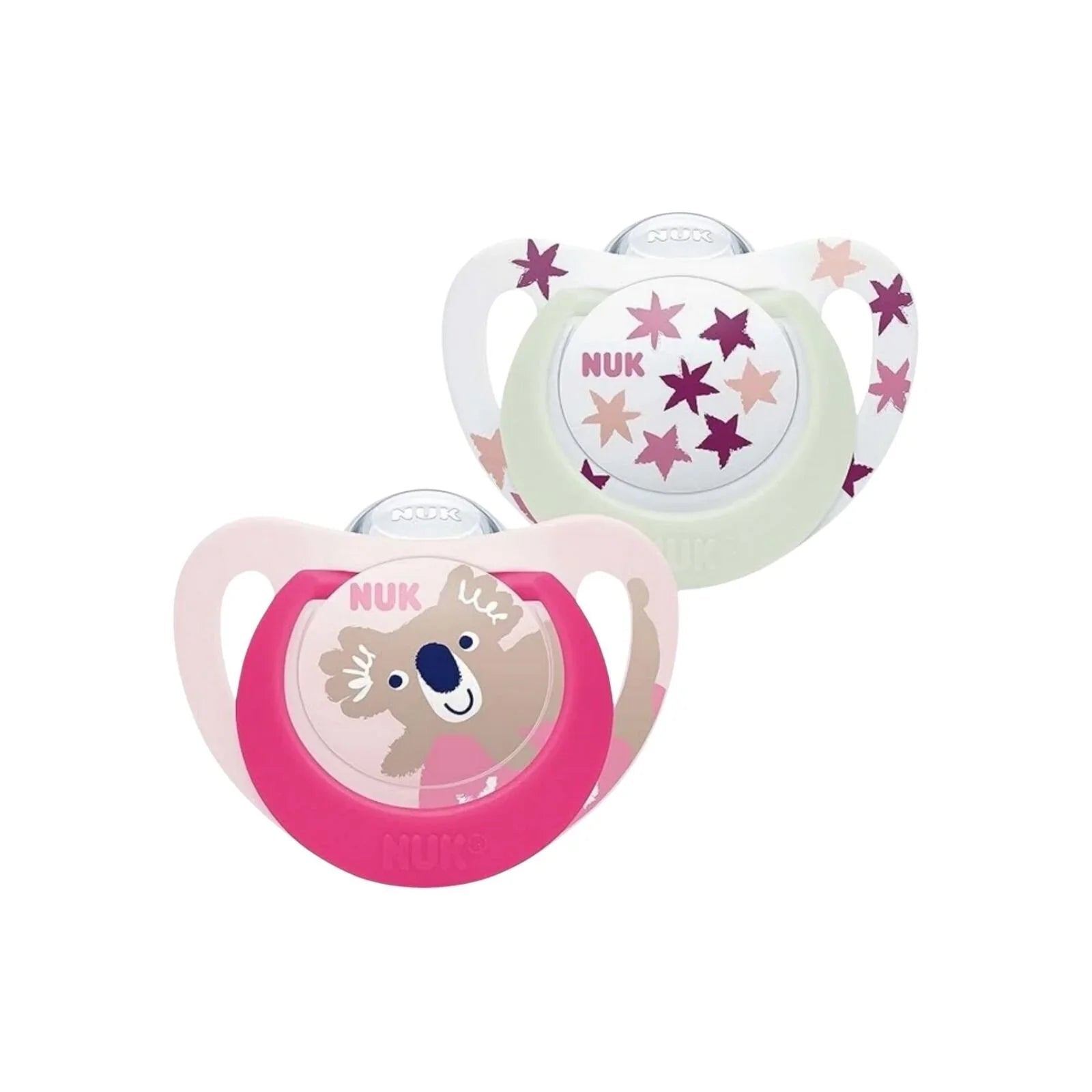 NUK Star Day & Night Soother 6 - 18 months Pack of 2 - Pink - mezetto ebebek ebebek