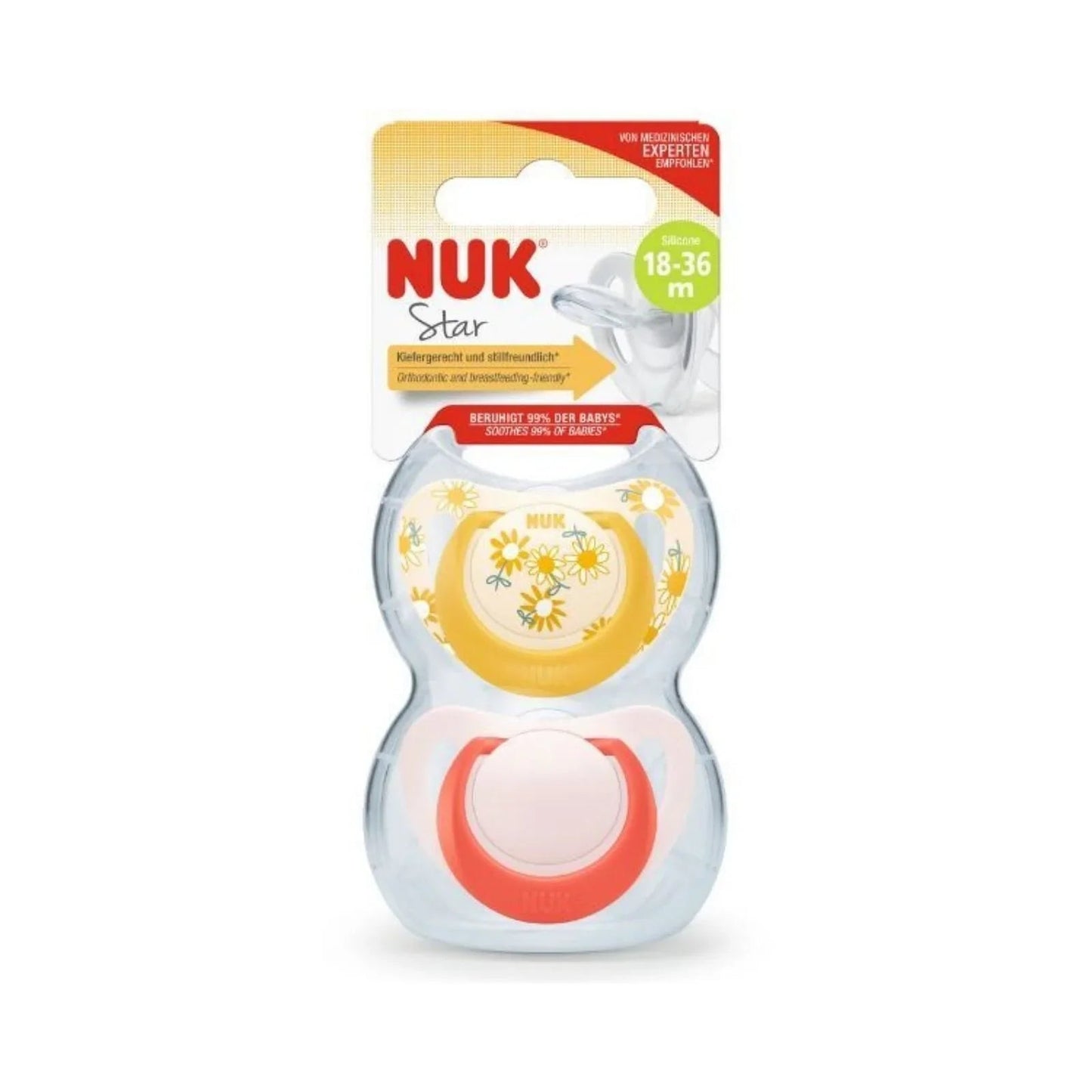 NUK Star Soother 18 - 36 months Pack of 2 - Red - mezetto ebebek ebebek