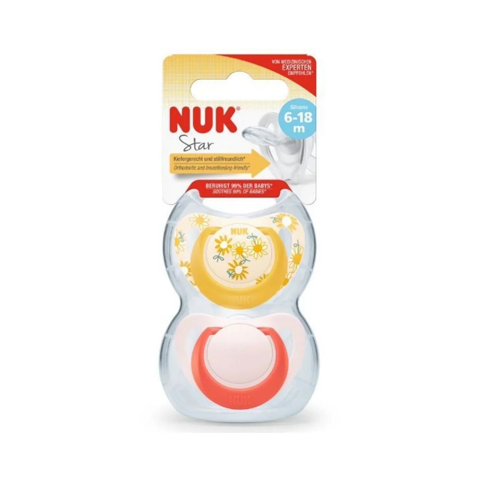 NUK Star Soother 6 - 18 months Pack of 2 - Red - mezetto ebebek ebebek