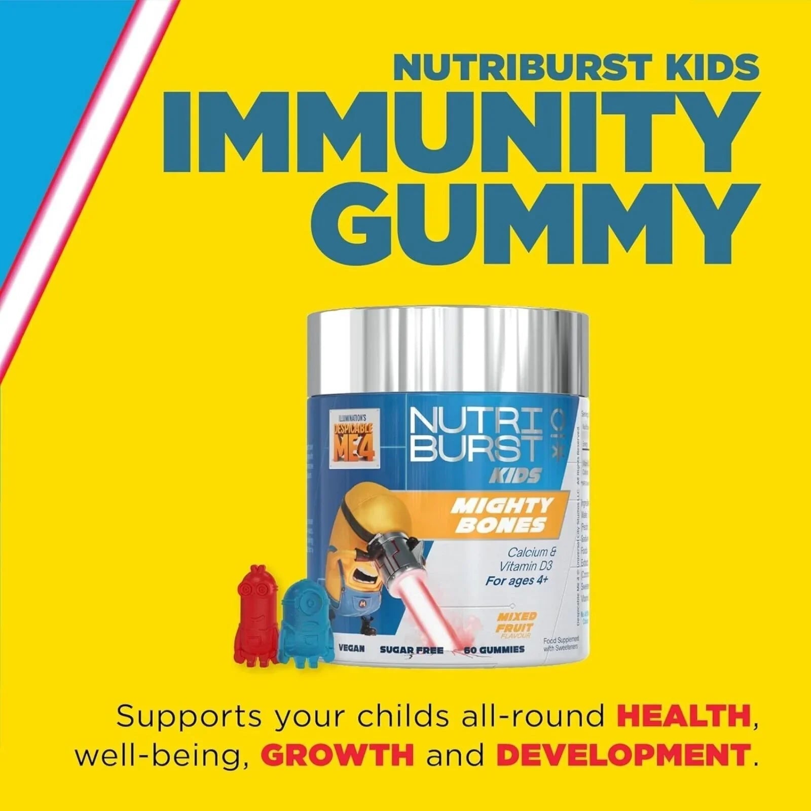 Nutriburst Minions Mighty Bones Vitamins 4+ years 60 pcs - mezetto ebebek ebebek