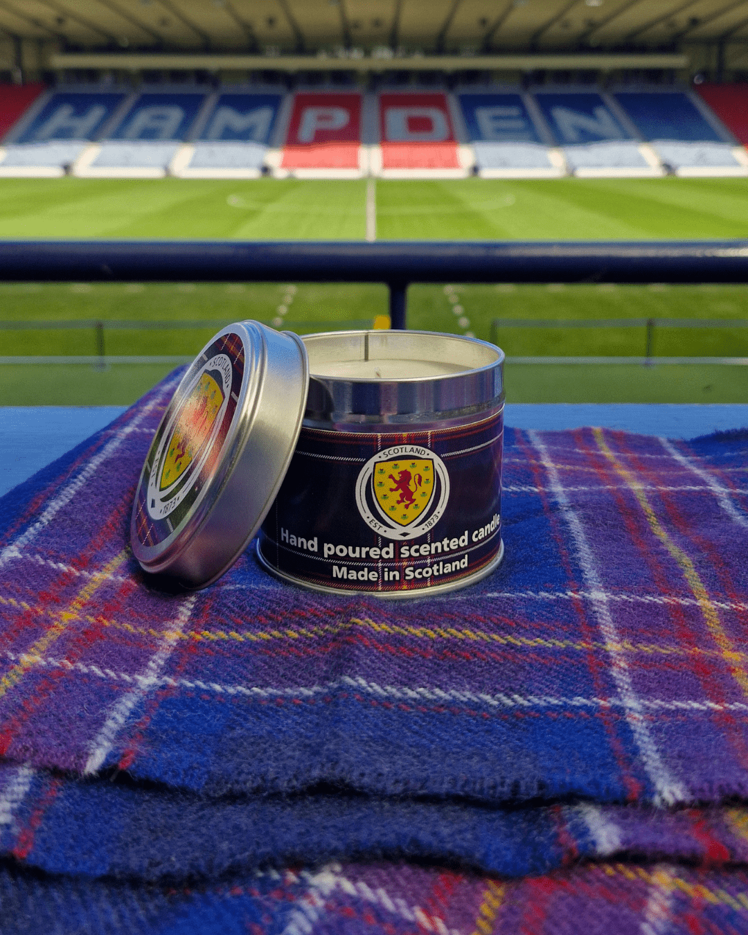 Official Scotland National Football Team Travel Tin Candle - mezetto Shopify Collective The Stirling Candle Company