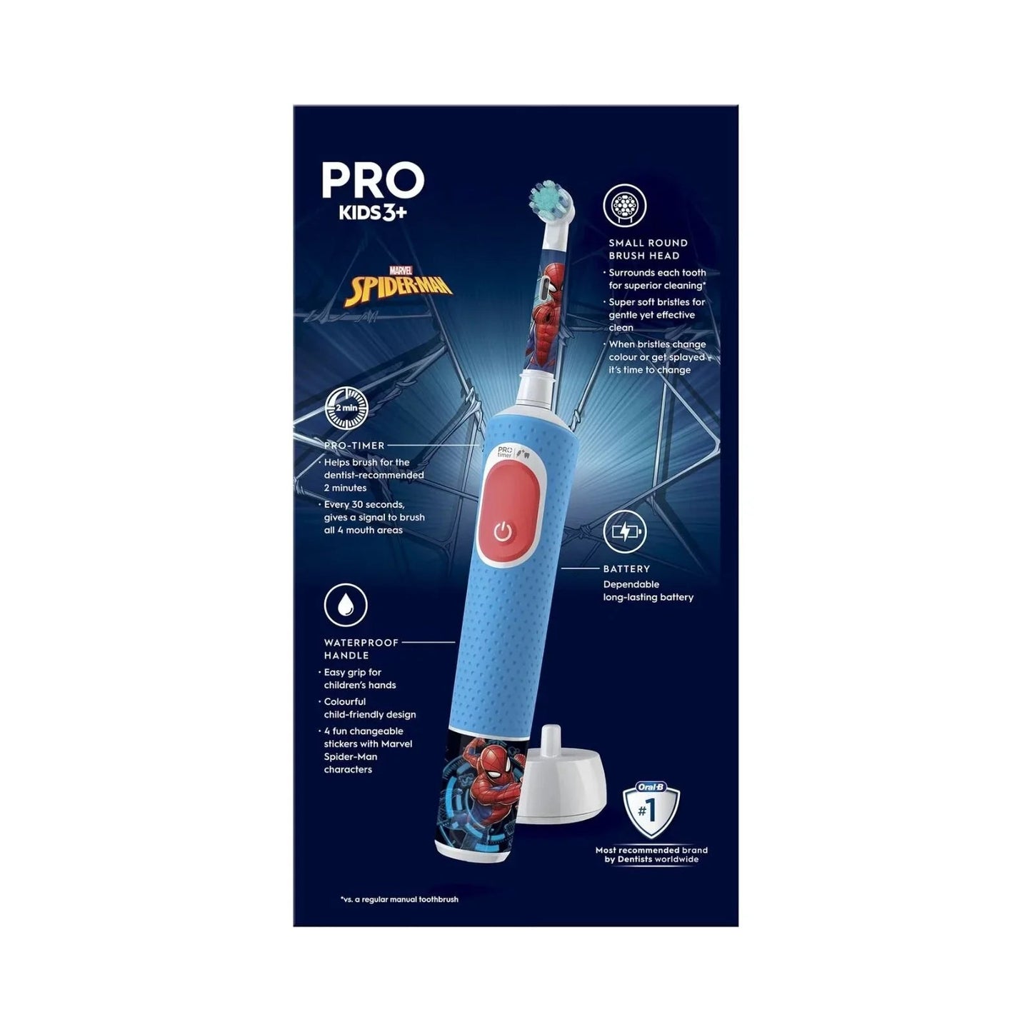 Oral - B Vitality Pro Kids Electric Toothbrush - Spider - Man - mezetto ebebek ebebek