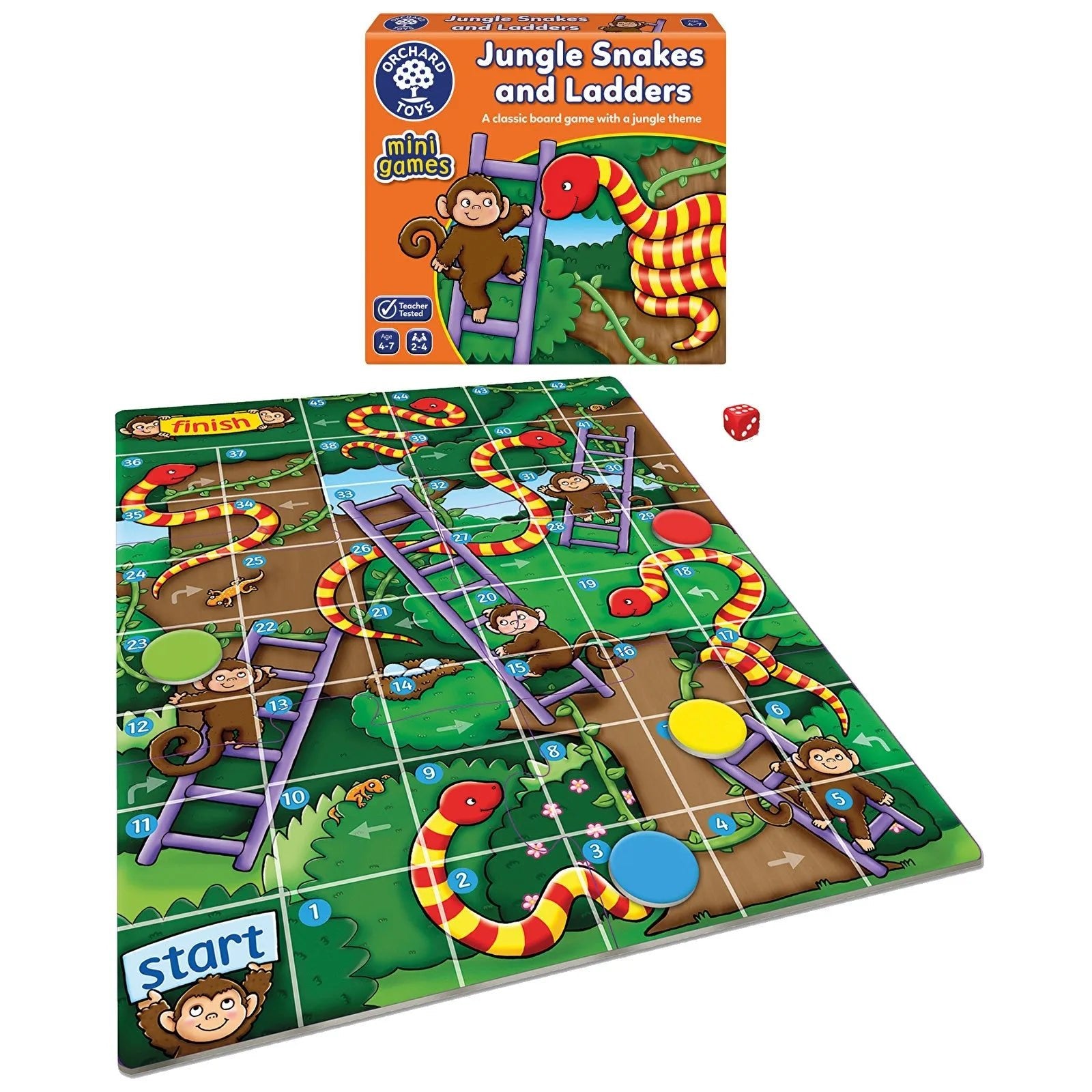 Orchard Toys Mini Games - Jungle Snakes & Ladders - mezetto ebebek ebebek
