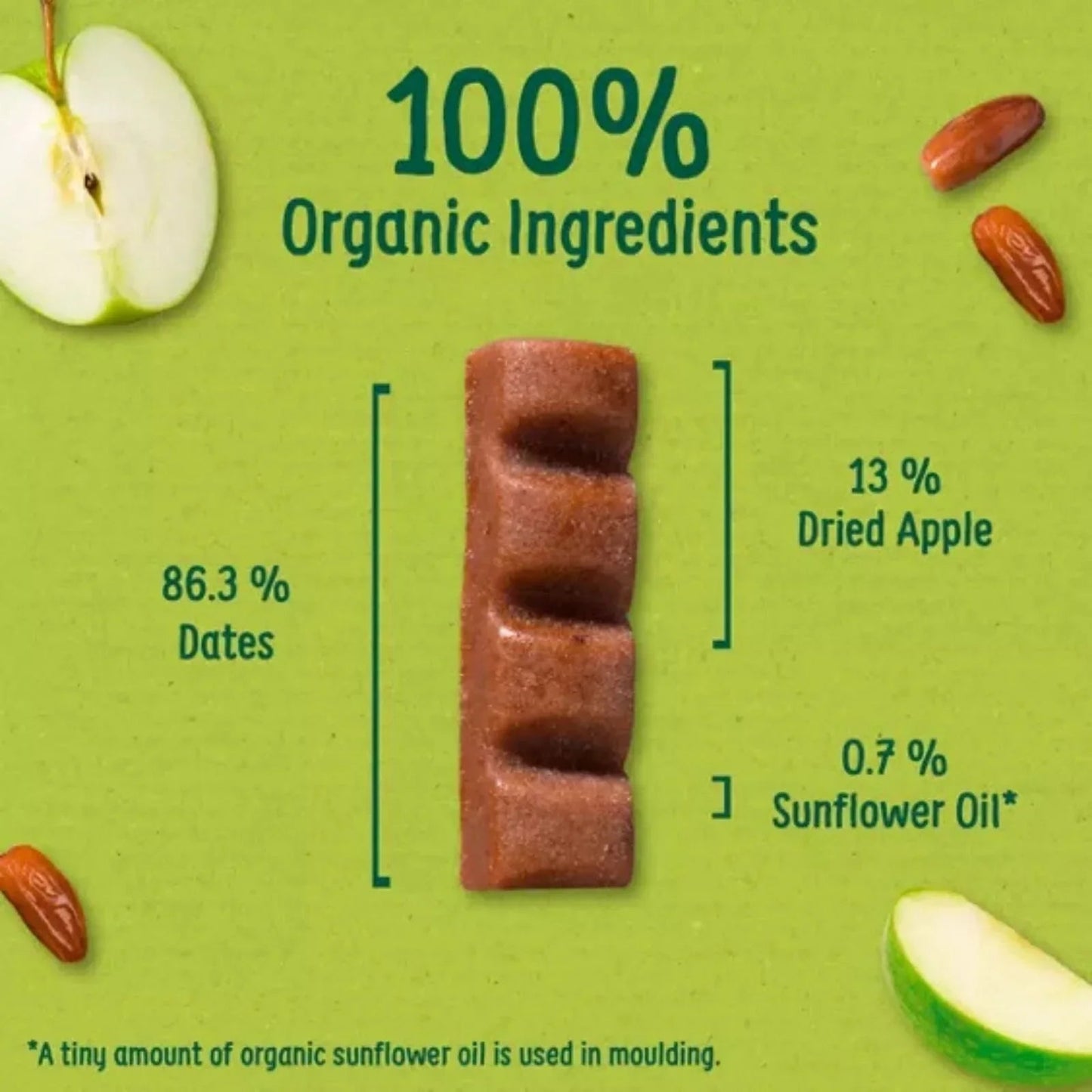 Organix Apple & Date Chunky Fruit Bar 12+ months 102g (6x17g) - mezetto ebebek ebebek