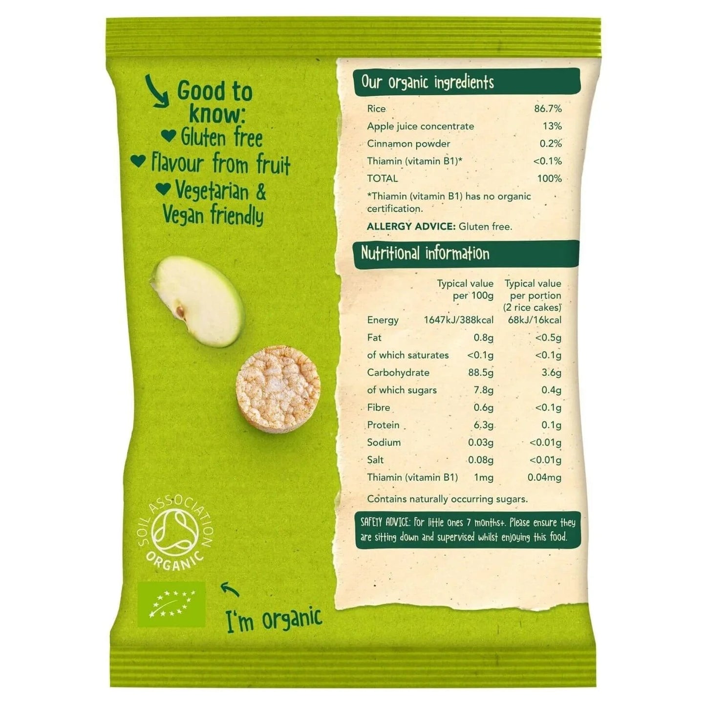 Organix Apple Rice Cake Clouds 7+ months 40g - mezetto ebebek ebebek