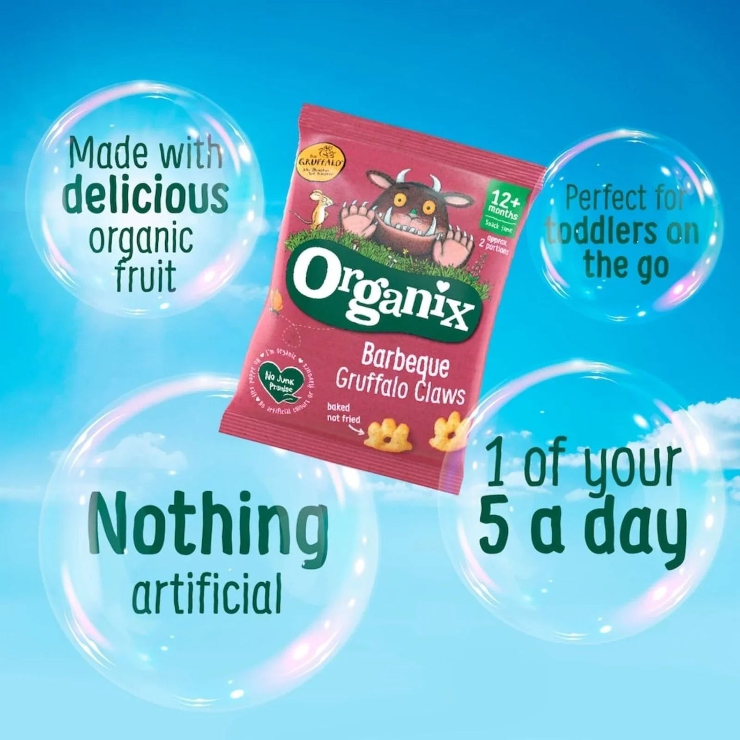 Organix Barbeque Gruffalo Claws 12+ months 60g (4x15g) - mezetto ebebek ebebek