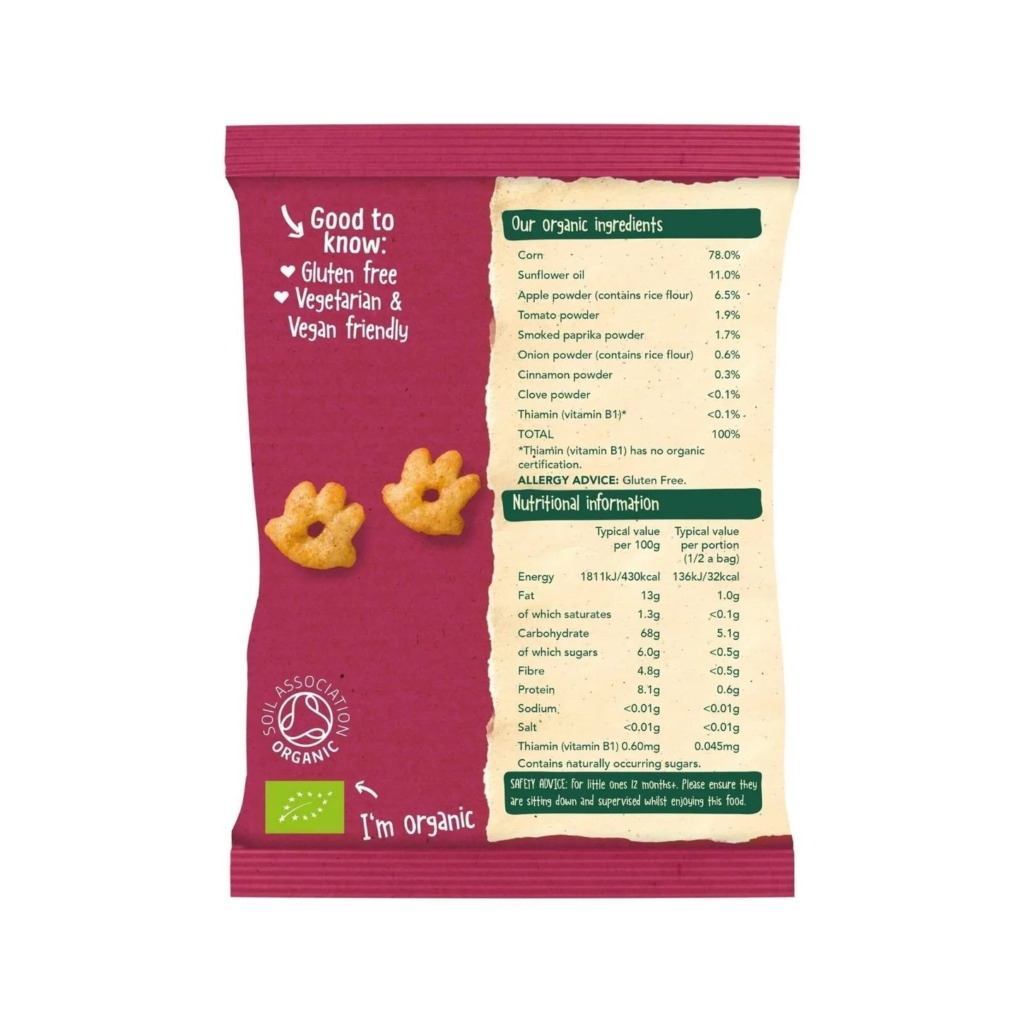 Organix Barbeque Gruffalo Claws 12+ months 60g (4x15g) - mezetto ebebek ebebek