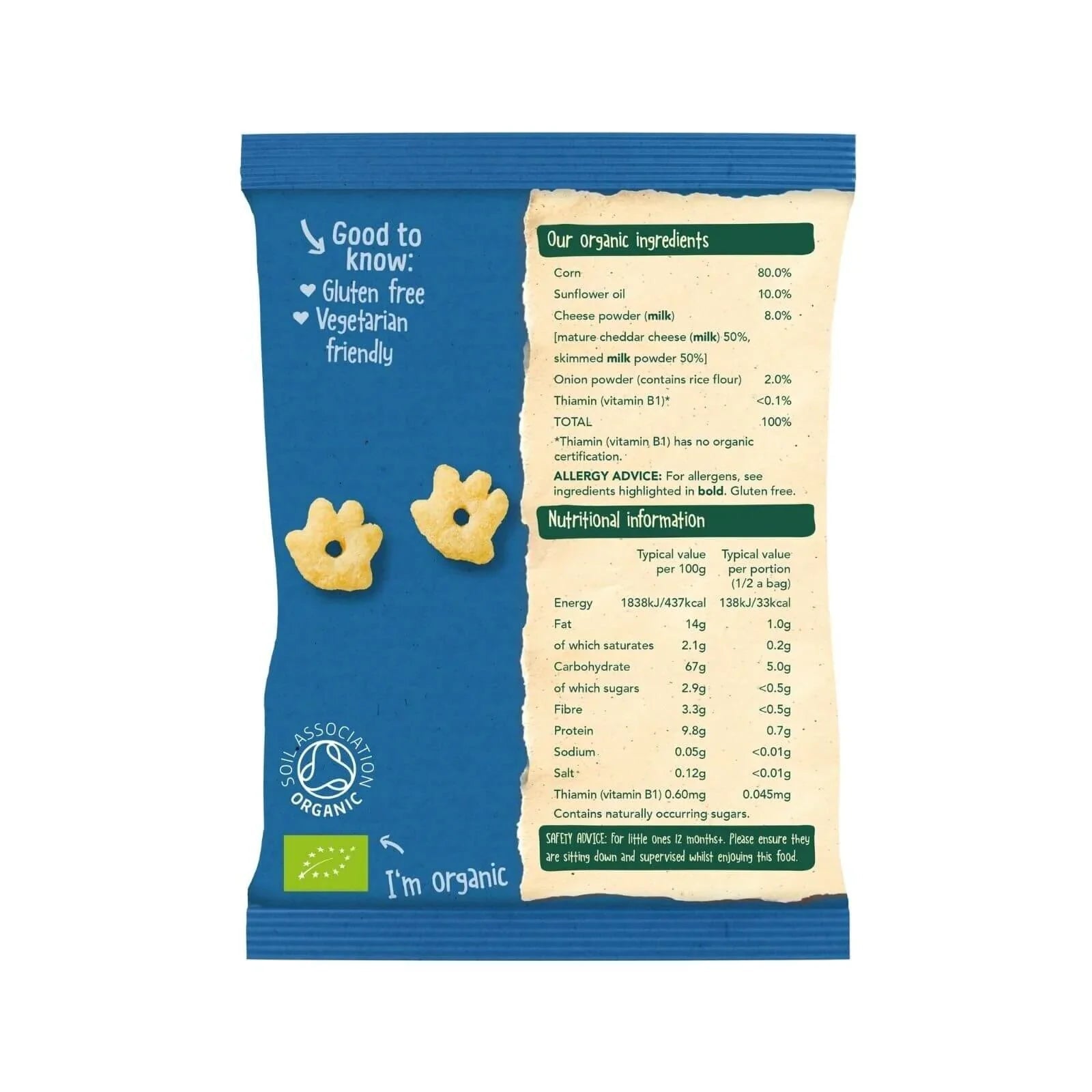 Organix Cheese & Onion Gruffalo Claws Multipack 12+ months 60g (4x15g) - mezetto ebebek ebebek