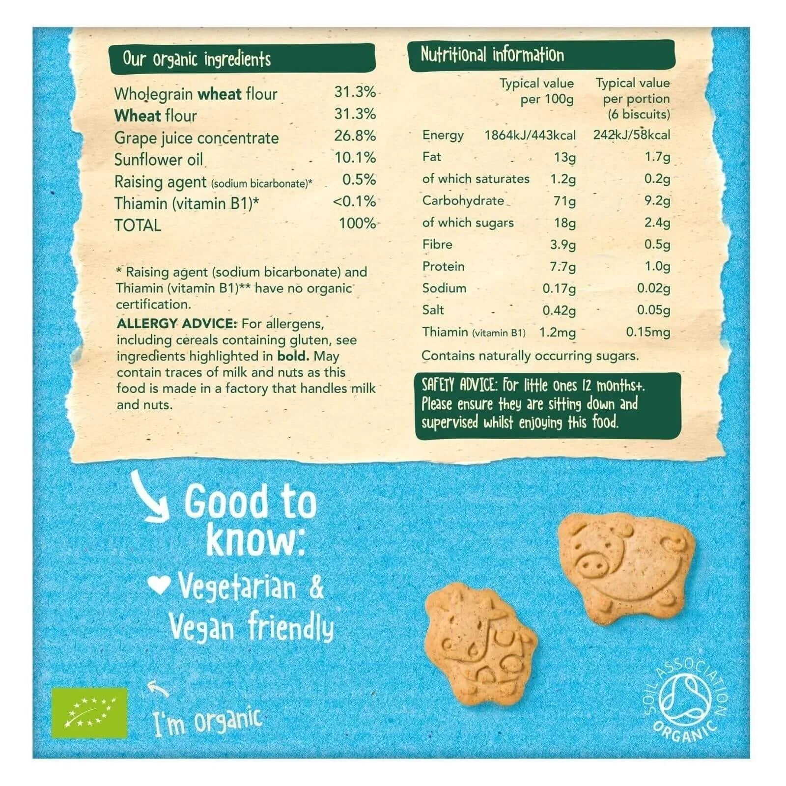 Organix Farm Animal Biscuits 12+ months 100g - mezetto ebebek ebebek