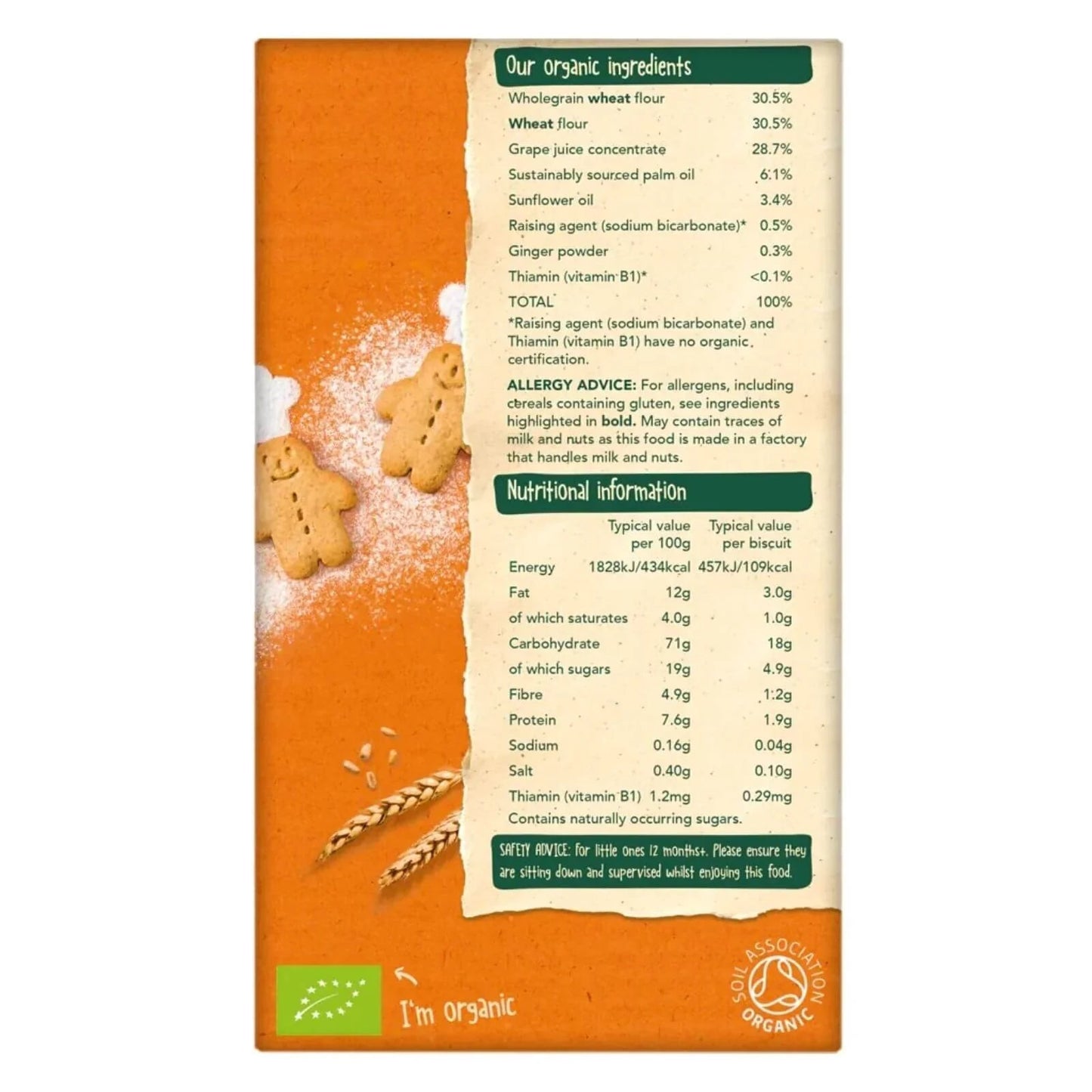 Organix Gingerbread Men Biscuits 12+ months 135g - mezetto ebebek ebebek