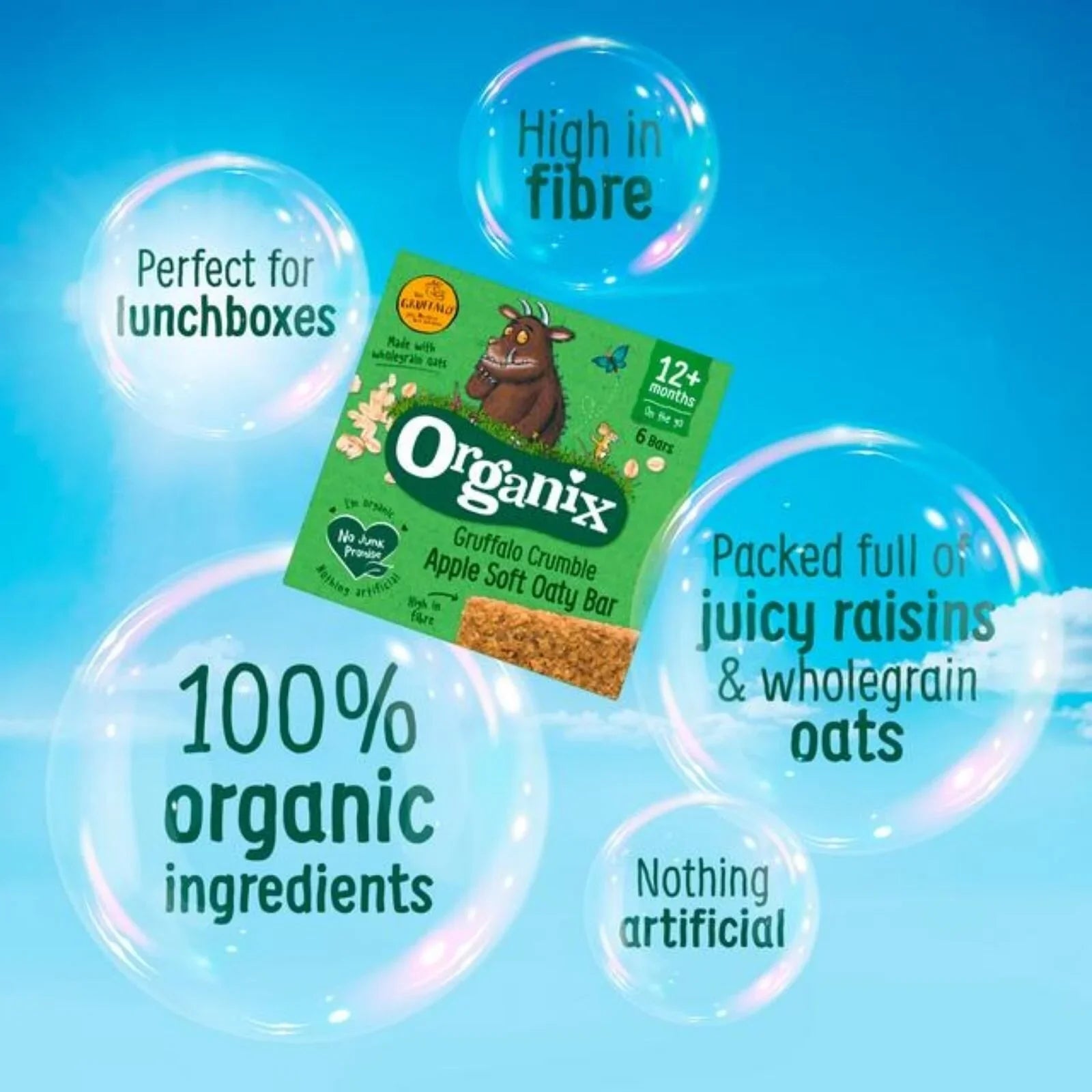 Organix Gruffalo Apple Crumble Oaty Bar 12+ months 138g (6x23g) - mezetto ebebek ebebek