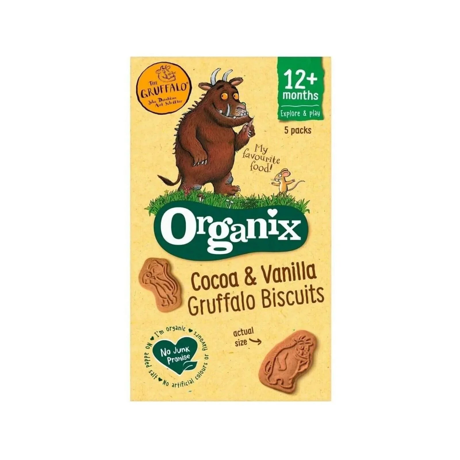 Organix Gruffalo Cocoa & Vanilla Biscuit 12+ months 100g (5x20g) - mezetto ebebek ebebek