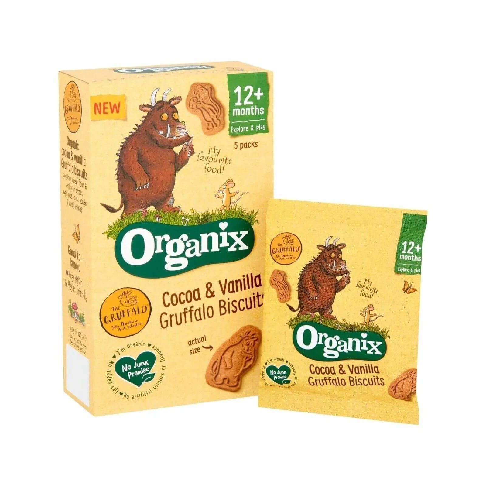 Organix Gruffalo Cocoa & Vanilla Biscuit 12+ months 100g (5x20g) - mezetto ebebek ebebek