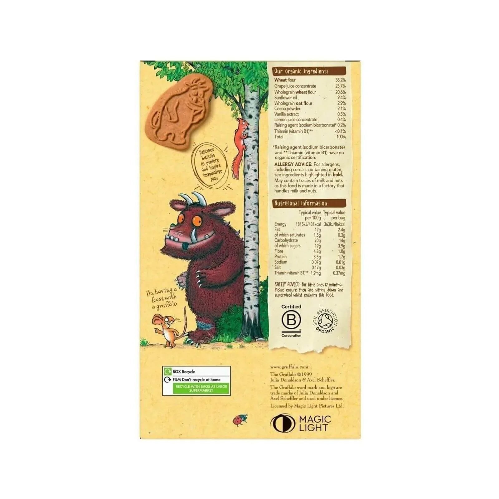 Organix Gruffalo Cocoa & Vanilla Biscuit 12+ months 100g (5x20g) - mezetto ebebek ebebek