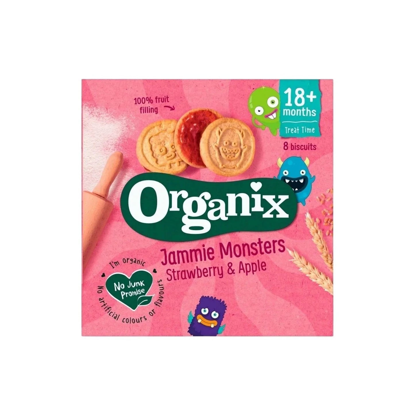 Organix Jammie Monsters 18+ months 64g (8x8g) - mezetto ebebek ebebek