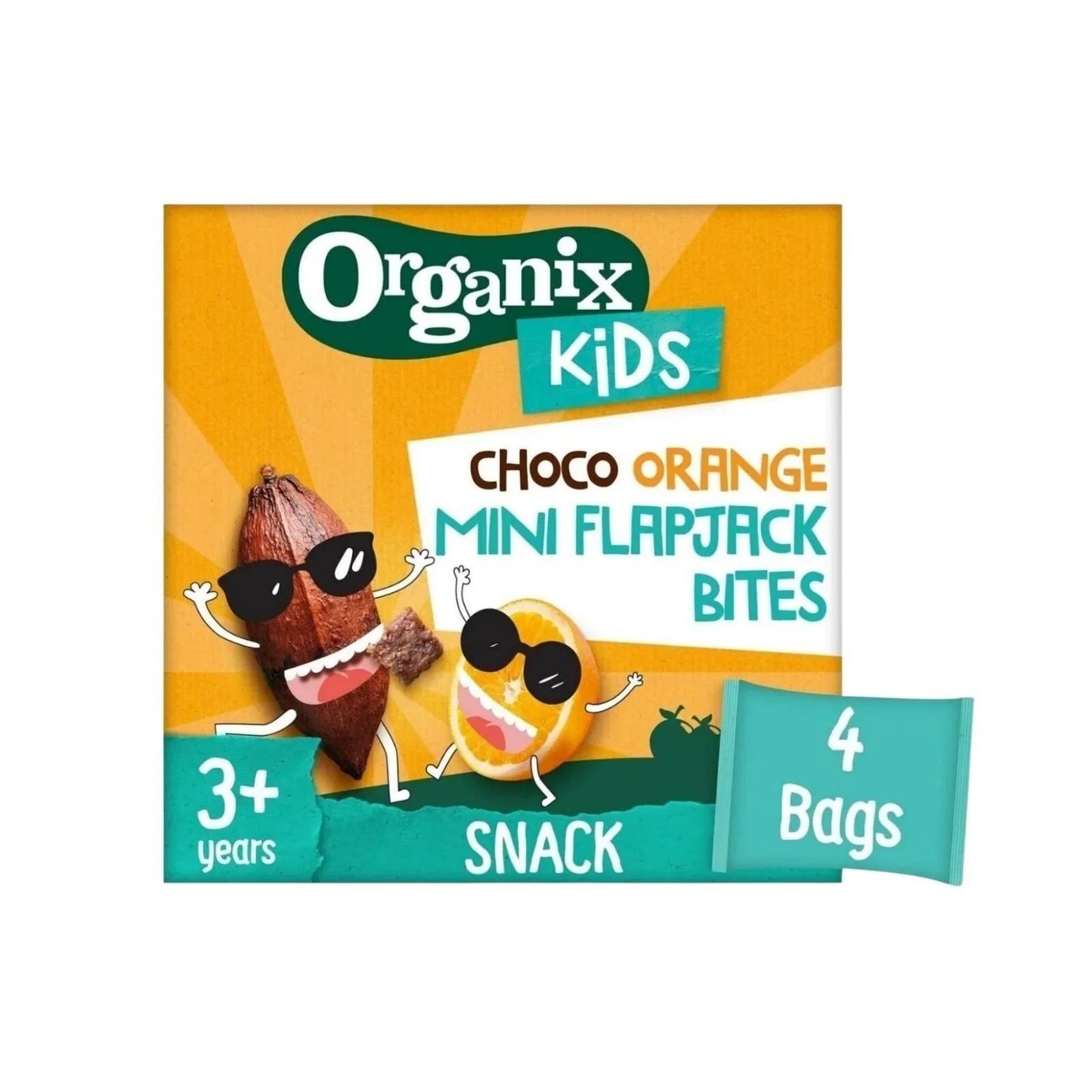 Organix Kids Crazy Choco Orange Mini Flapjack Bites 3+ years 92g (4x23g) - mezetto ebebek ebebek