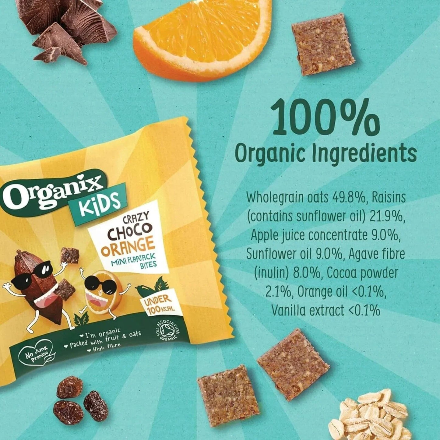 Organix Kids Crazy Choco Orange Mini Flapjack Bites 3+ years 92g (4x23g) - mezetto ebebek ebebek
