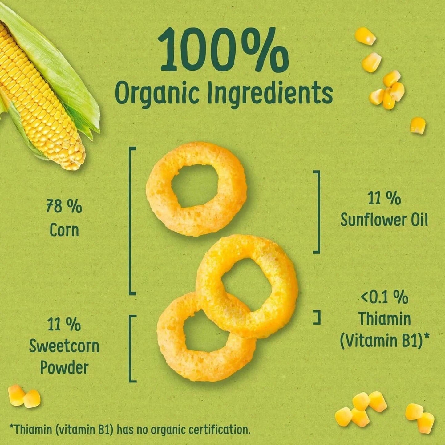 Organix Melty Sweetcorn Rings 6+ months 20g - mezetto ebebek ebebek