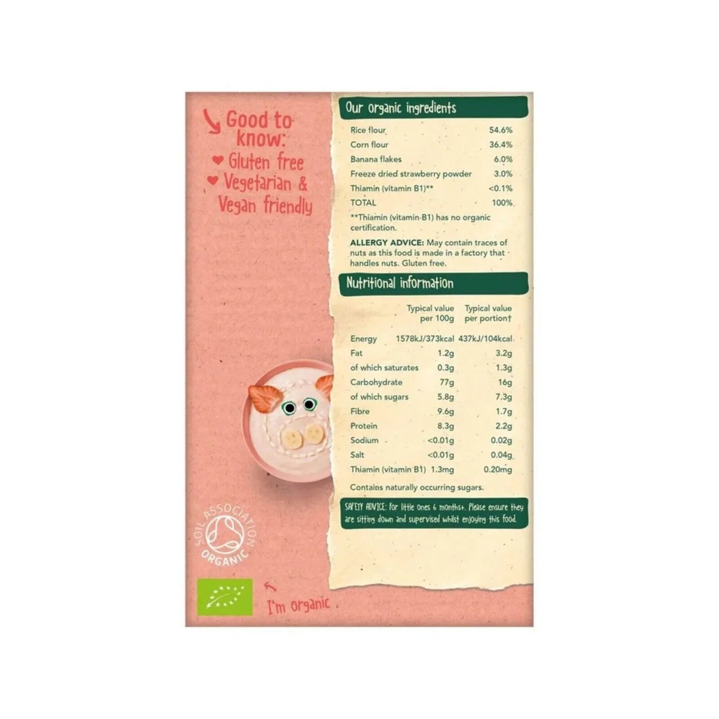 Organix Strawberry & Banana Porridge 6+ months 120g - mezetto ebebek ebebek