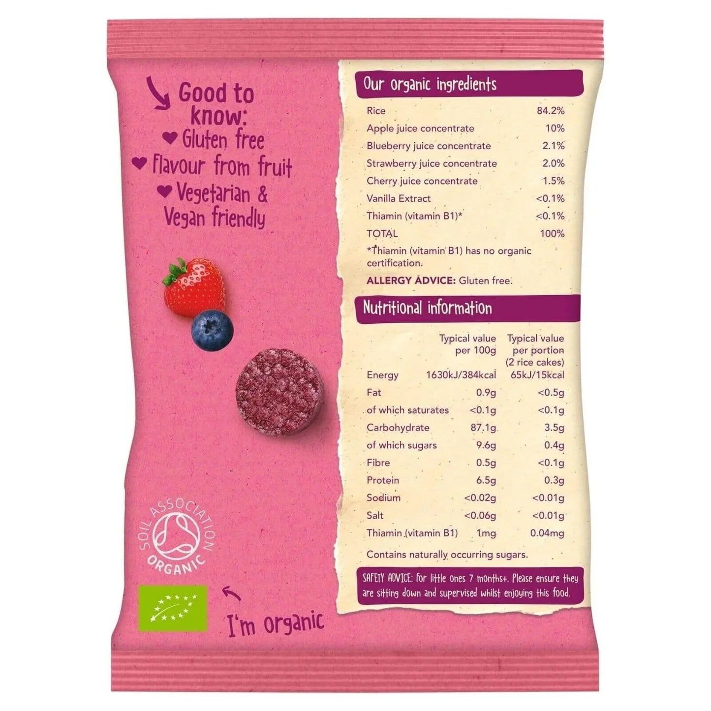 Organix Summer Fruits Rice Cake Clouds 7+ months 40g - mezetto ebebek ebebek