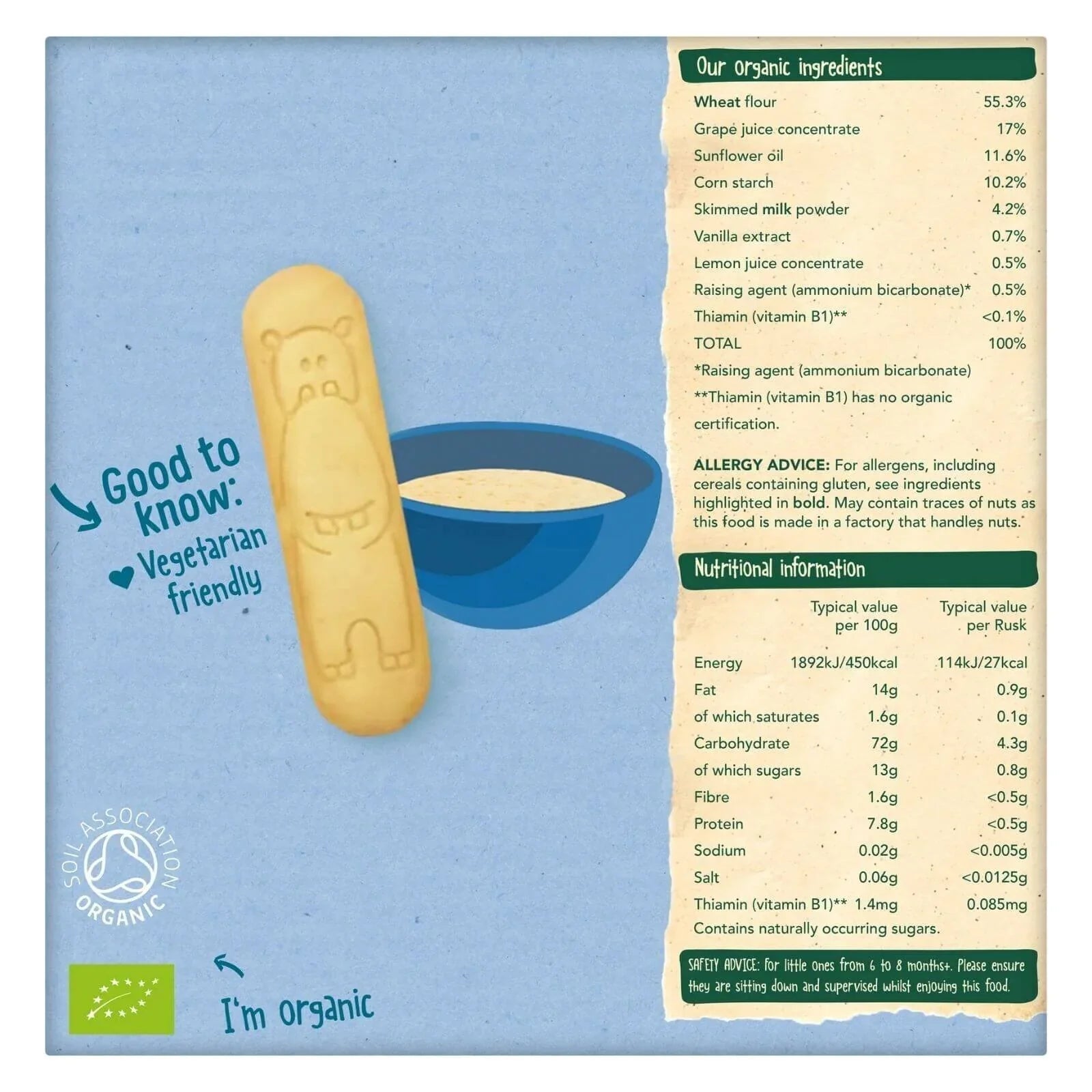 Organix Vanilla Little Ruskits 6+ months 60g (10x6g) - mezetto ebebek ebebek