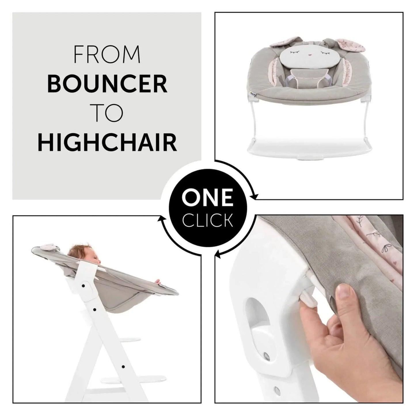 Outlet - Hauck Alpha Bouncer 2 - in - 1 - Beige Bloom - mezetto ebebek ebebek