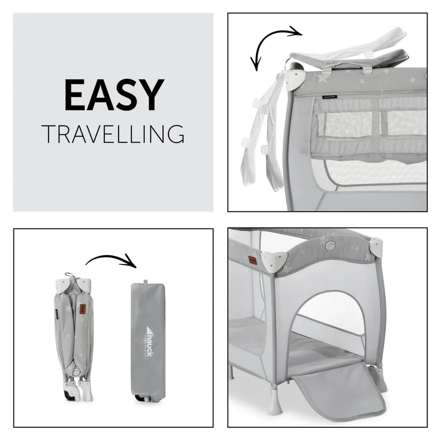 Outlet - Hauck Sleep N Play Center Bassinet Travel Cot & Playpen - Stars - mezetto ebebek ebebek