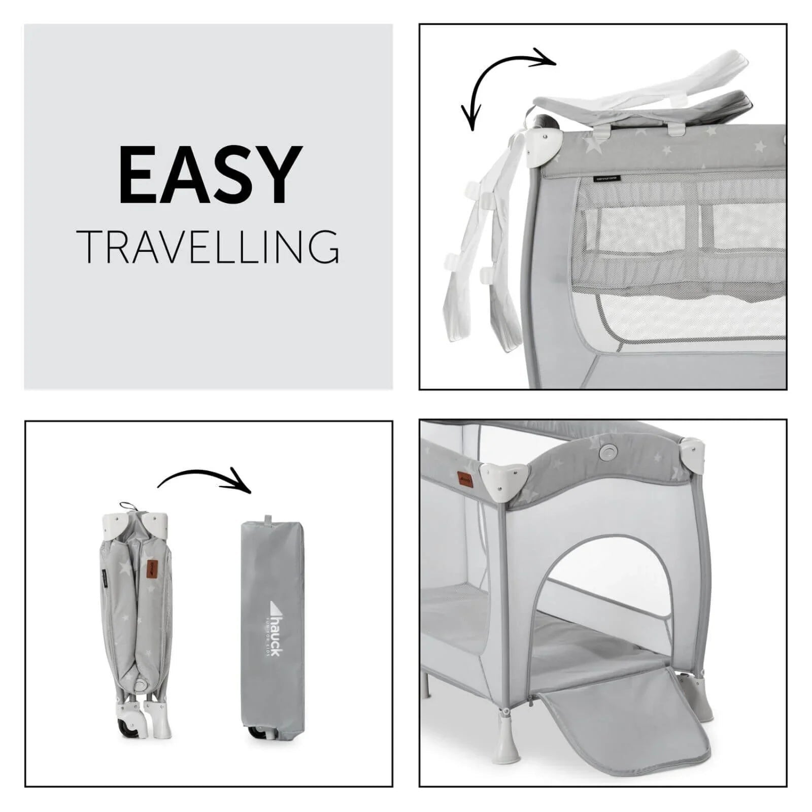 Outlet - Hauck Sleep N Play Center Bassinet Travel Cot & Playpen - Stars - mezetto ebebek ebebek