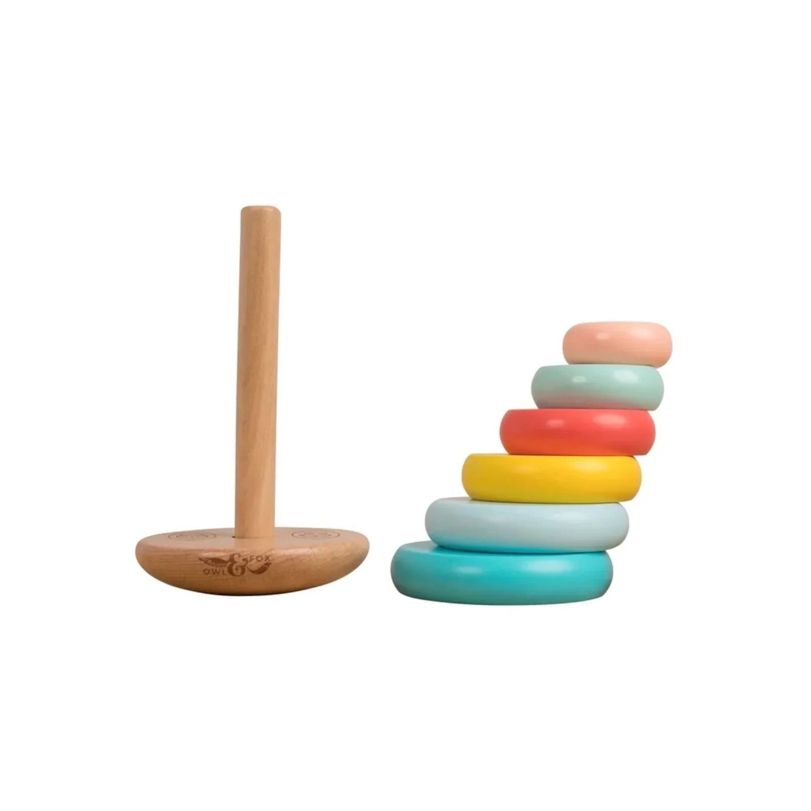 Owl & Fox Wooden Topple Tower - mezetto ebebek ebebek