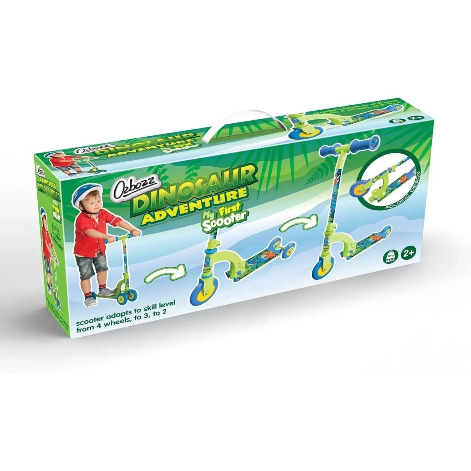 Ozbozz Dinosaur My First Scooter - Green & Blue - mezetto ebebek ebebek