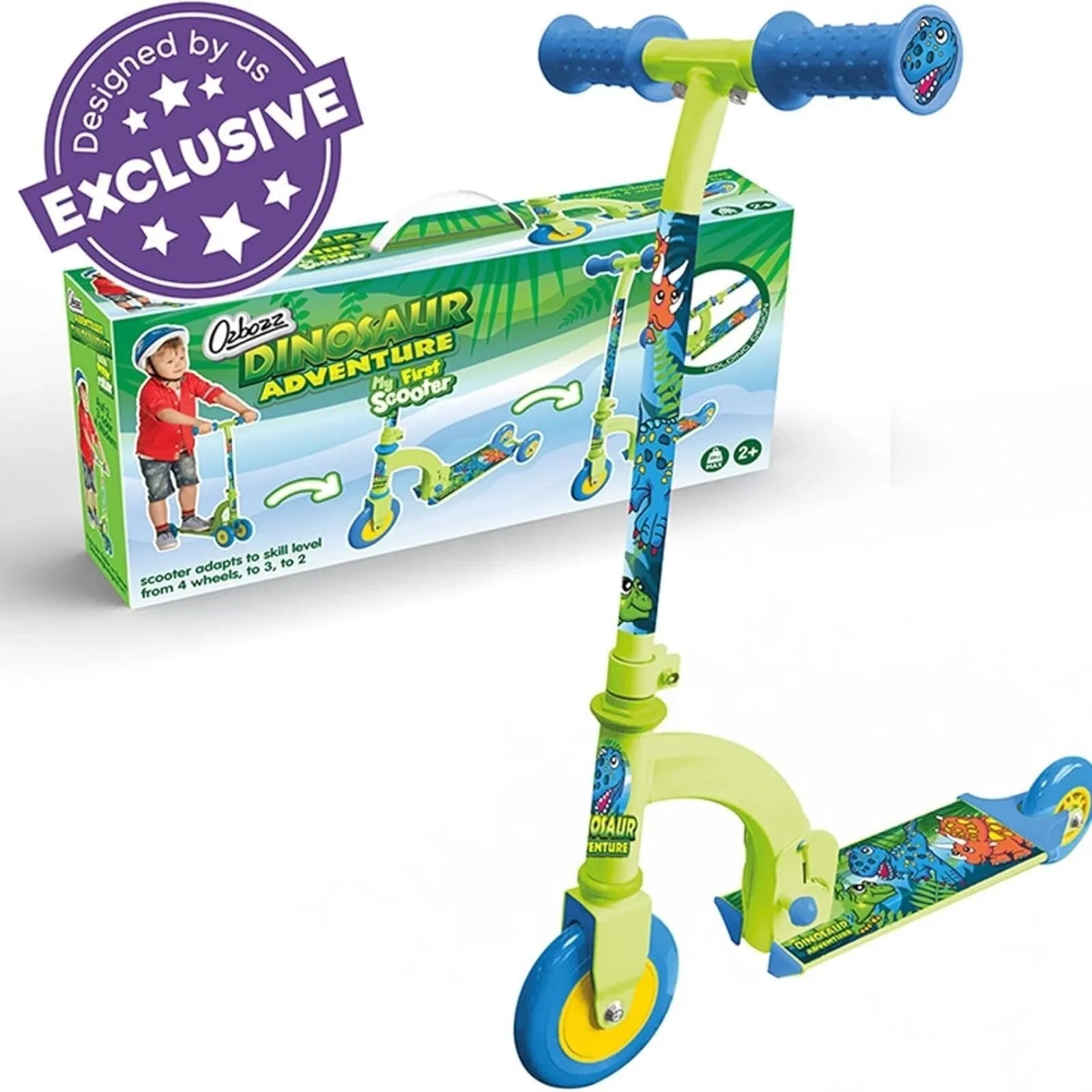 Ozbozz Dinosaur My First Scooter - Green & Blue - mezetto ebebek ebebek