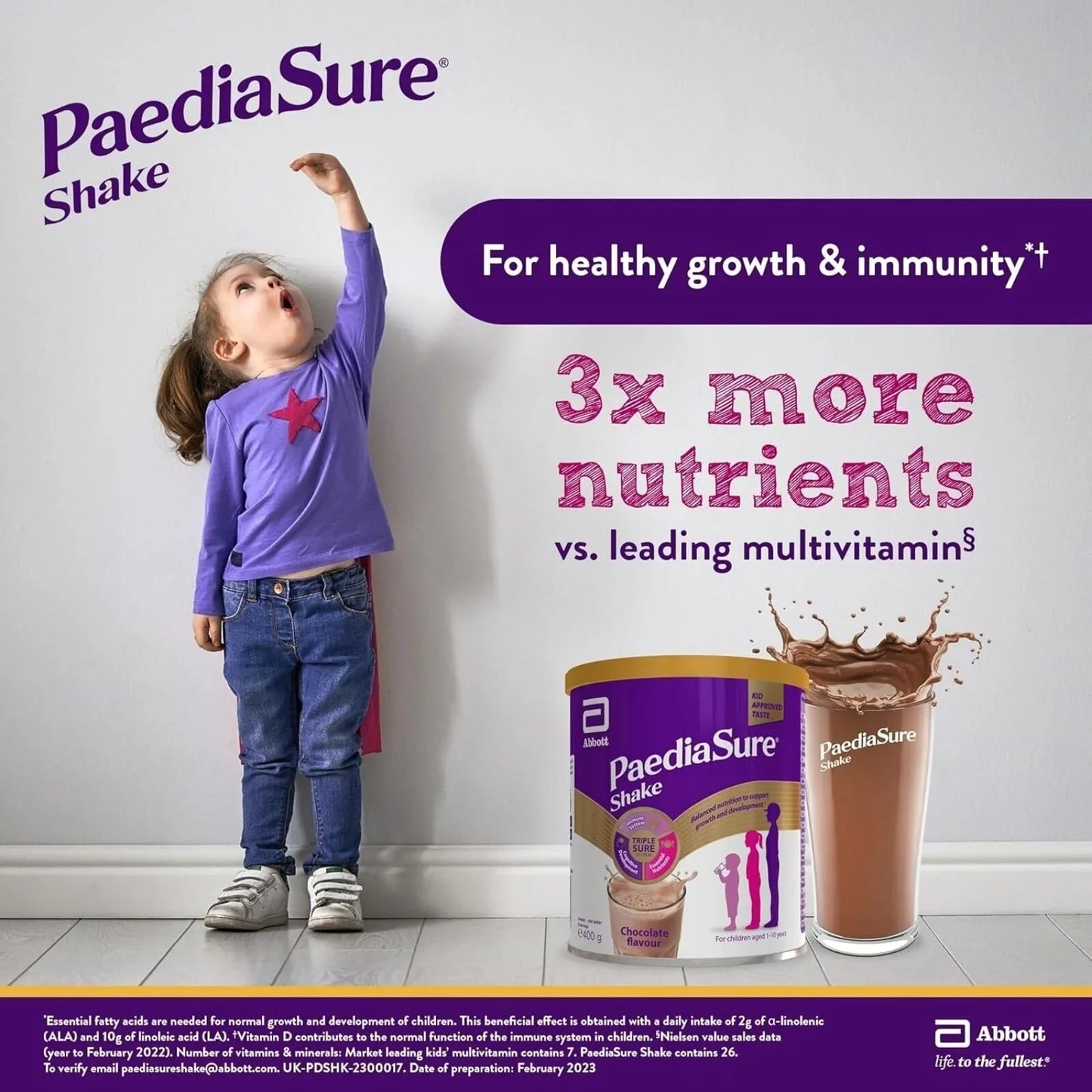 PaediaSure Shake Chocolate Flavoured Nutritional Supplement Powder for Kids 850g - mezetto ebebek ebebek