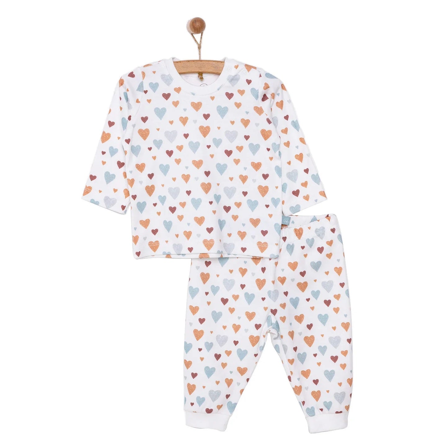 Pambuliq Baby Girl Long Sleeve Pyjamas Set - Beige - mezetto ebebek ebebek