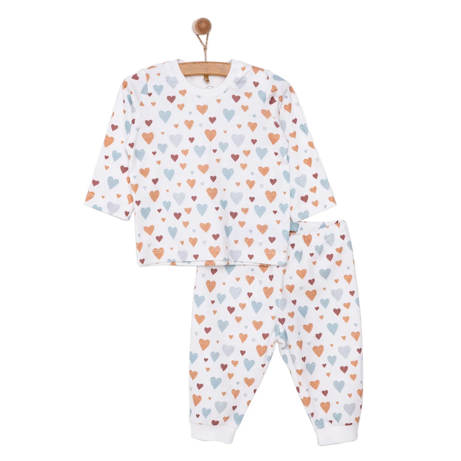Pambuliq Baby Girl Long Sleeve Pyjamas Set - Beige - mezetto ebebek ebebek