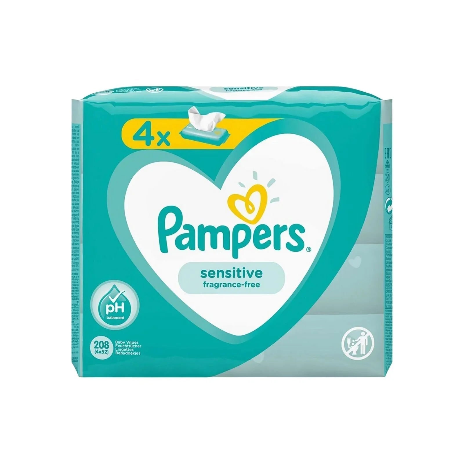Pampers Baby Wipes Sensitive 4x52 pcs - mezetto ebebek ebebek