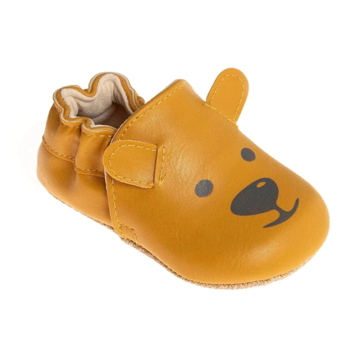 Papulin Unisex Bear Patterned Booties - Ginger - mezetto ebebek ebebek