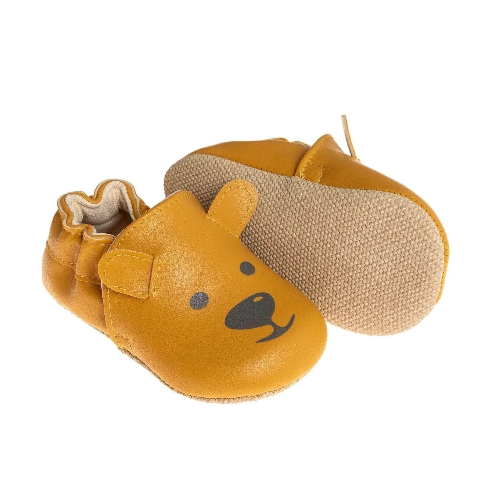 Papulin Unisex Bear Patterned Booties - Ginger - mezetto ebebek ebebek