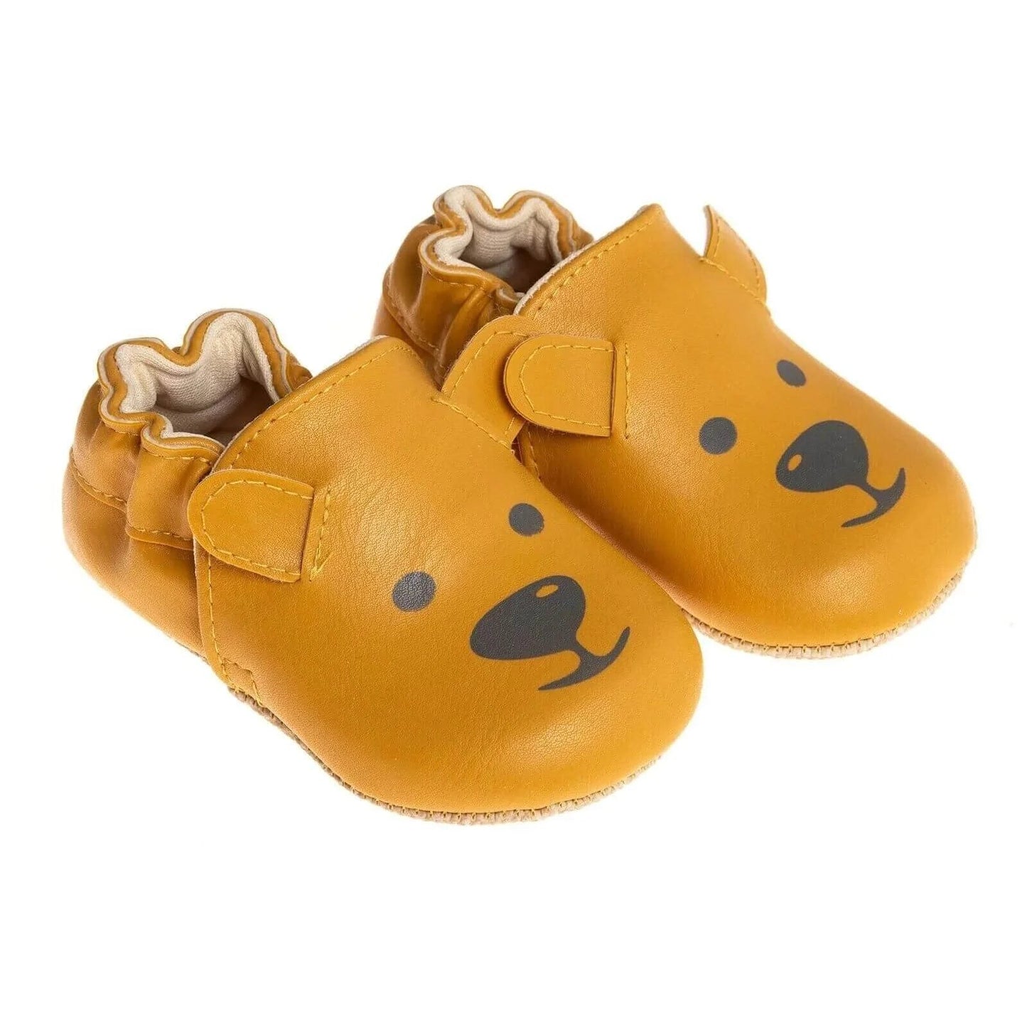 Papulin Unisex Bear Patterned Booties - Ginger - mezetto ebebek ebebek